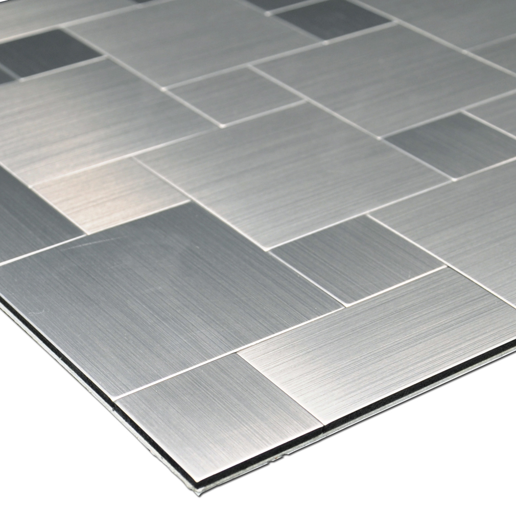 Peel and Stick Metal Mosiac Sheets for Backsplash 12in X 12in 10 Tiles Peel And Stick Stainless Steel Sheets