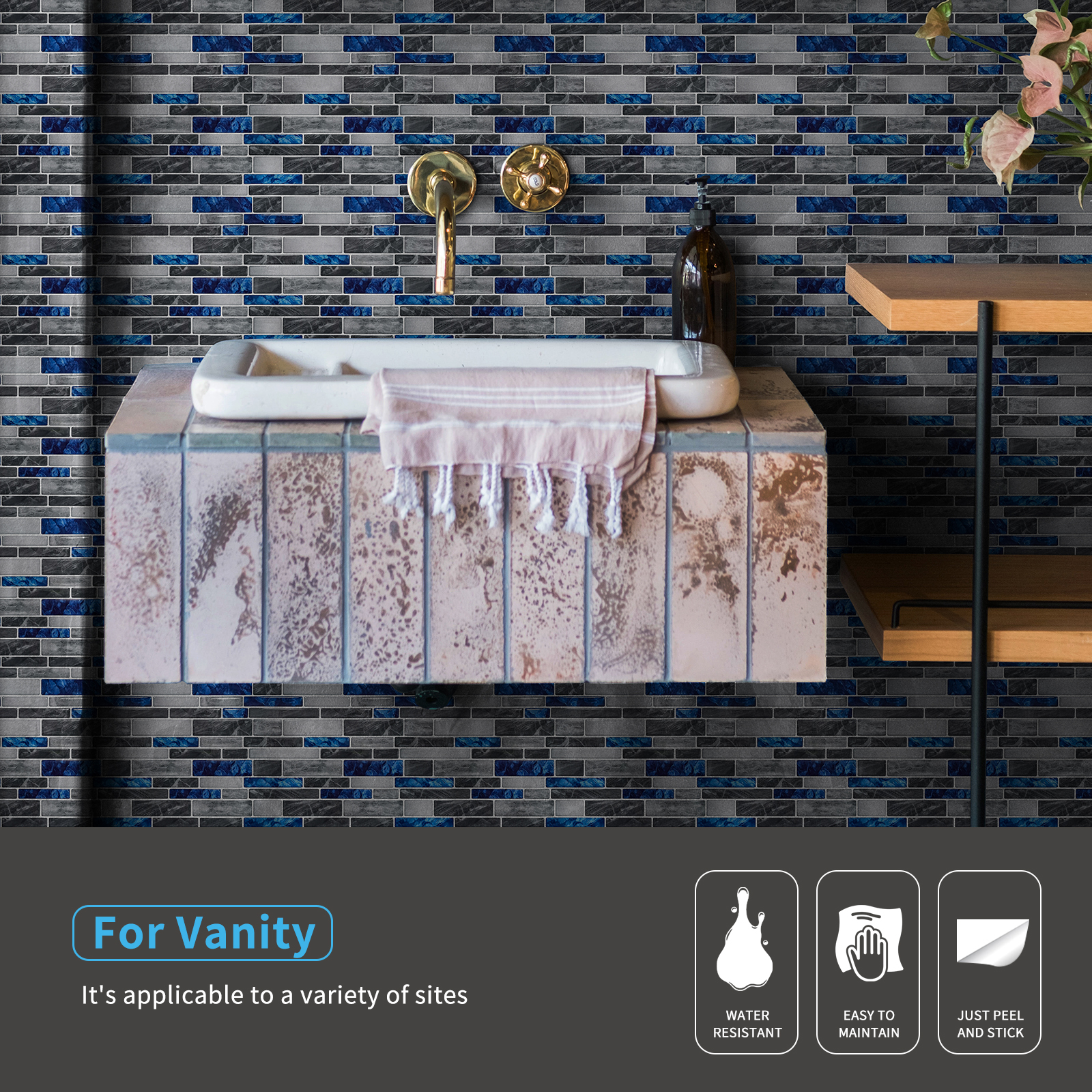 Art3d 10-Sheets Premium Self-Adhesive Kitchen Backsplash Tiles in