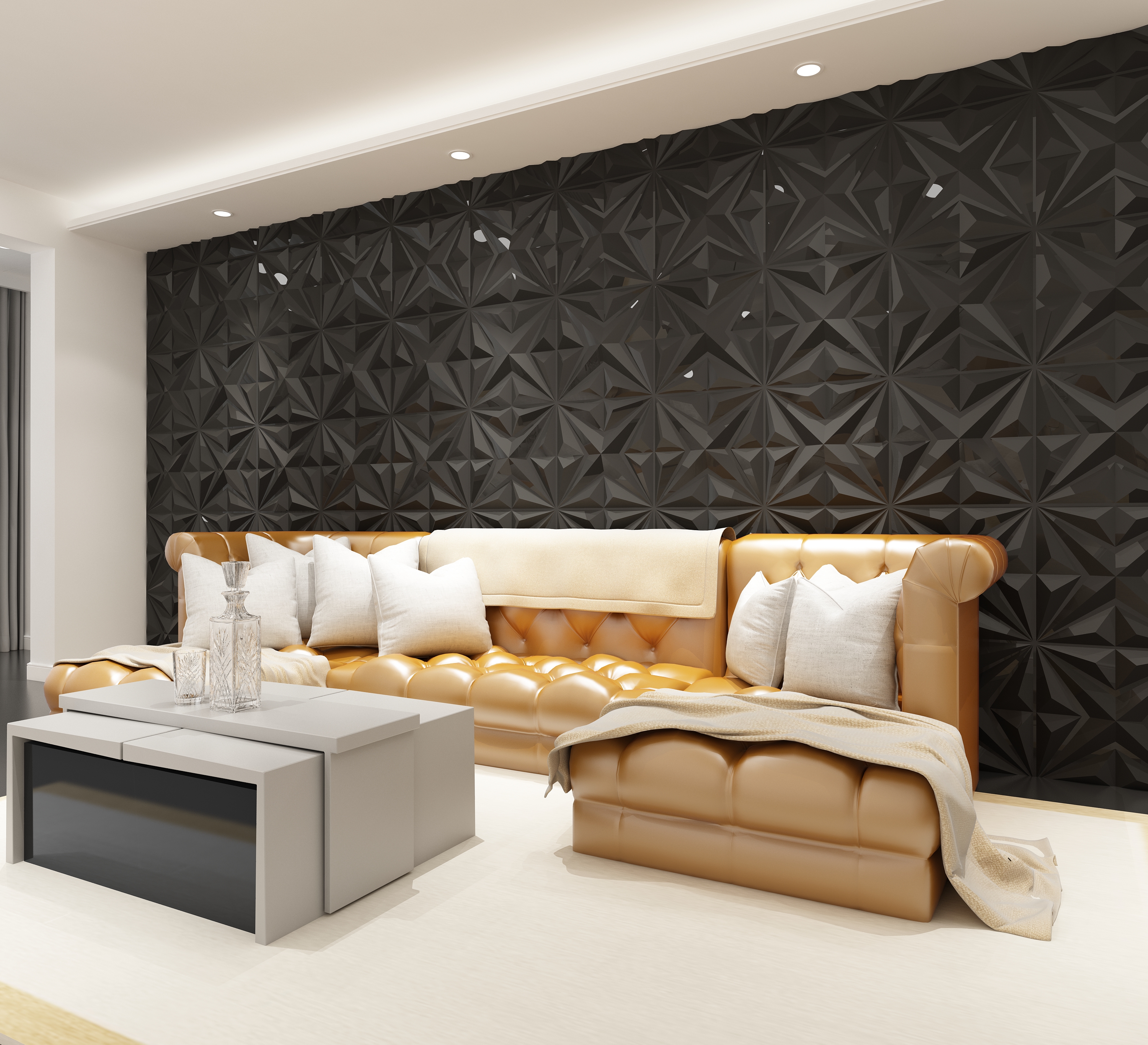 Pack of 12 Star Textured Wall Panels 3D Textured Wall Tiles 32.29 Sq.Ft
