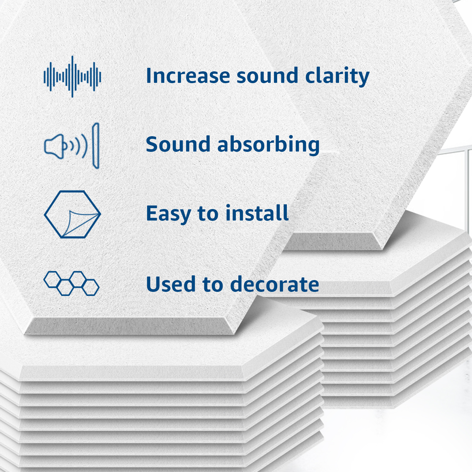 Hexagonal Self-adhesive Acoustic Panels Sound Absorbing Soundproof