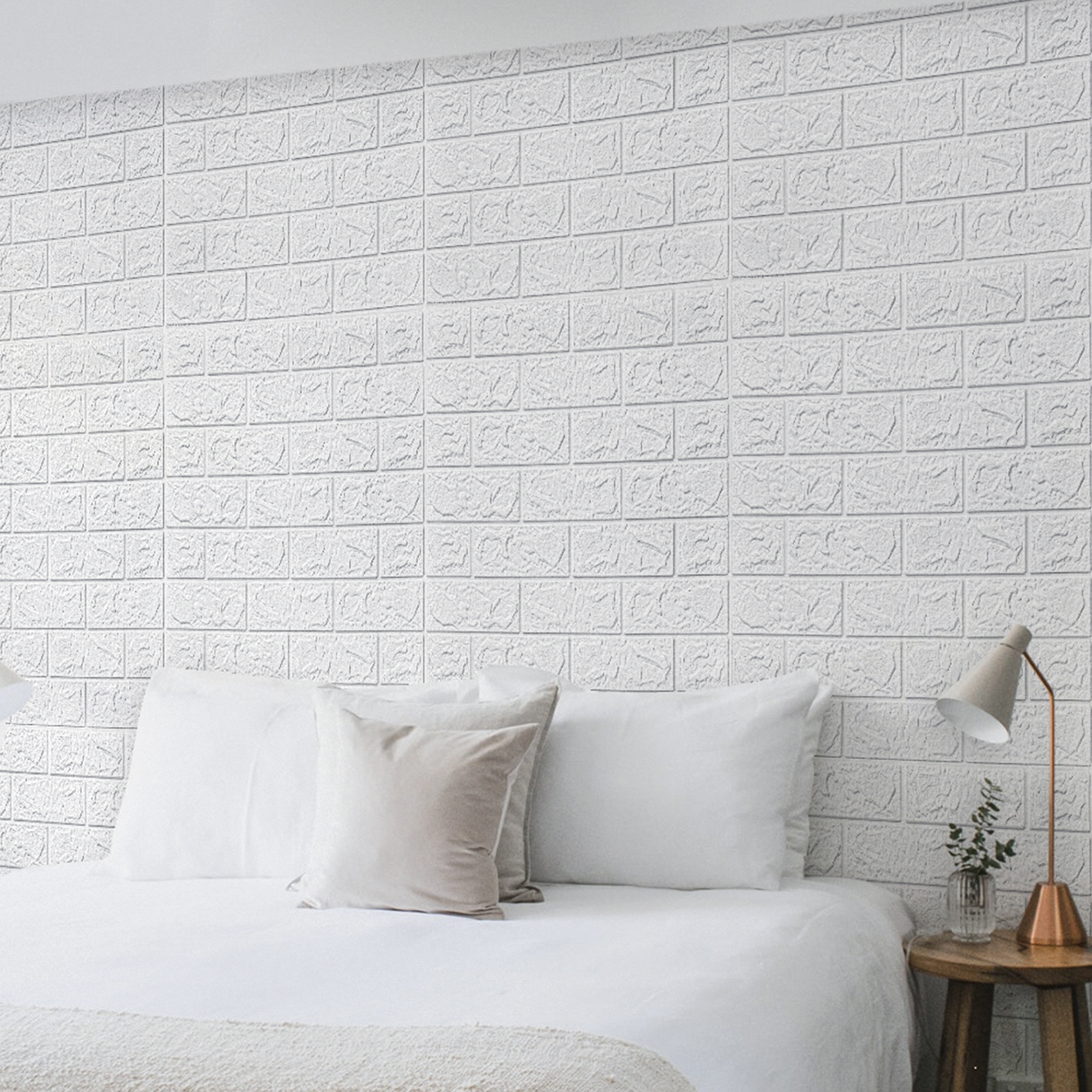 A06005-Art3d 30 Pcs 3D Brick Wallpaper foax foam brick wall in  white(43.5Sq.Ft)