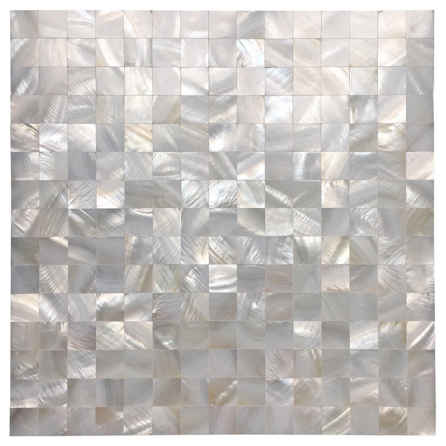 A18691 - Mother of Pearl Shell White Square Seamless Mosaic Tile, 12