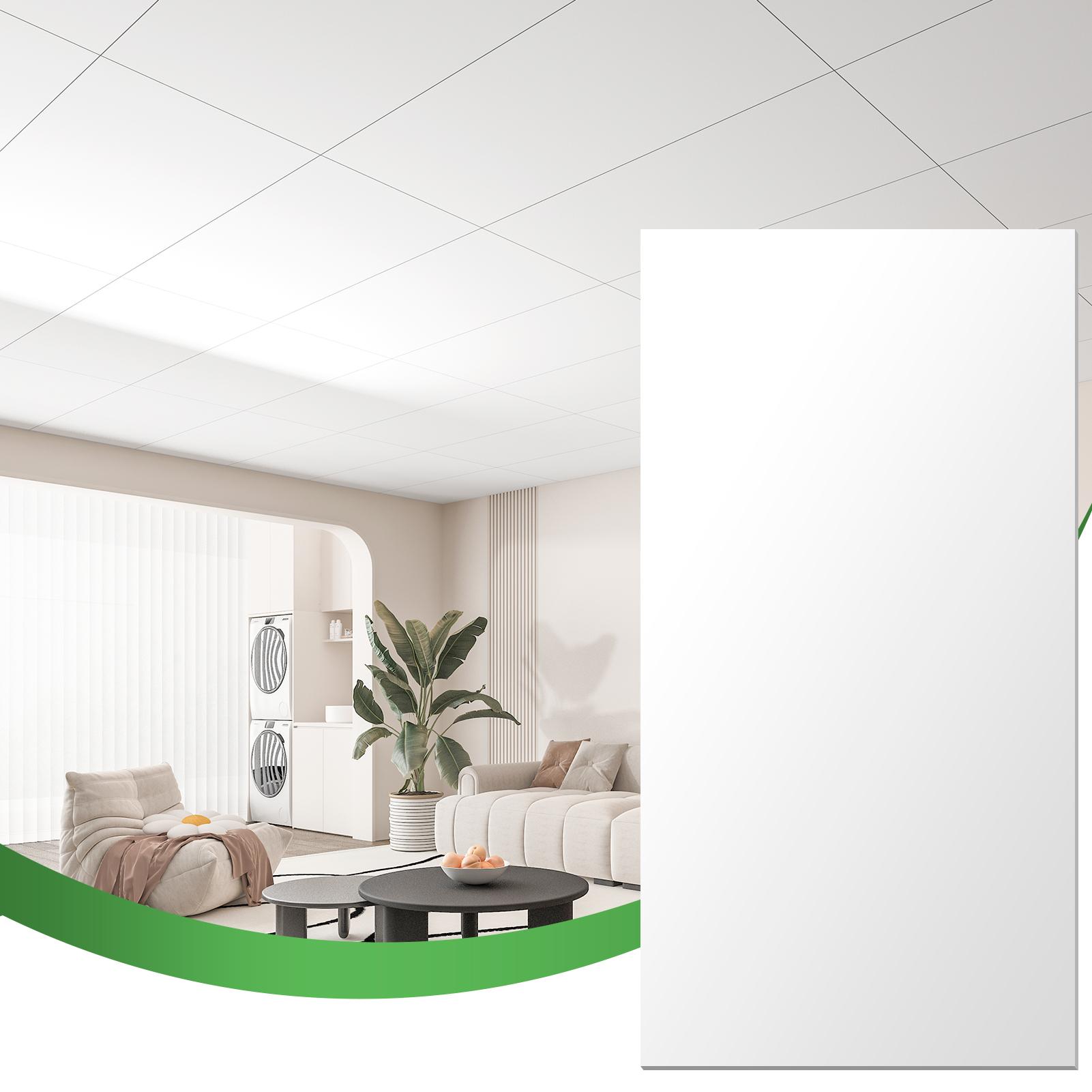 A10921WT10-Art3d 10-Pack Smooth Drop Ceiling Tile 2ft x 4ft - Fire-Rated, Waterproof, Reusable - Premium PVC, No Sag and Breakage - Cover 80 Sq. Ft, White