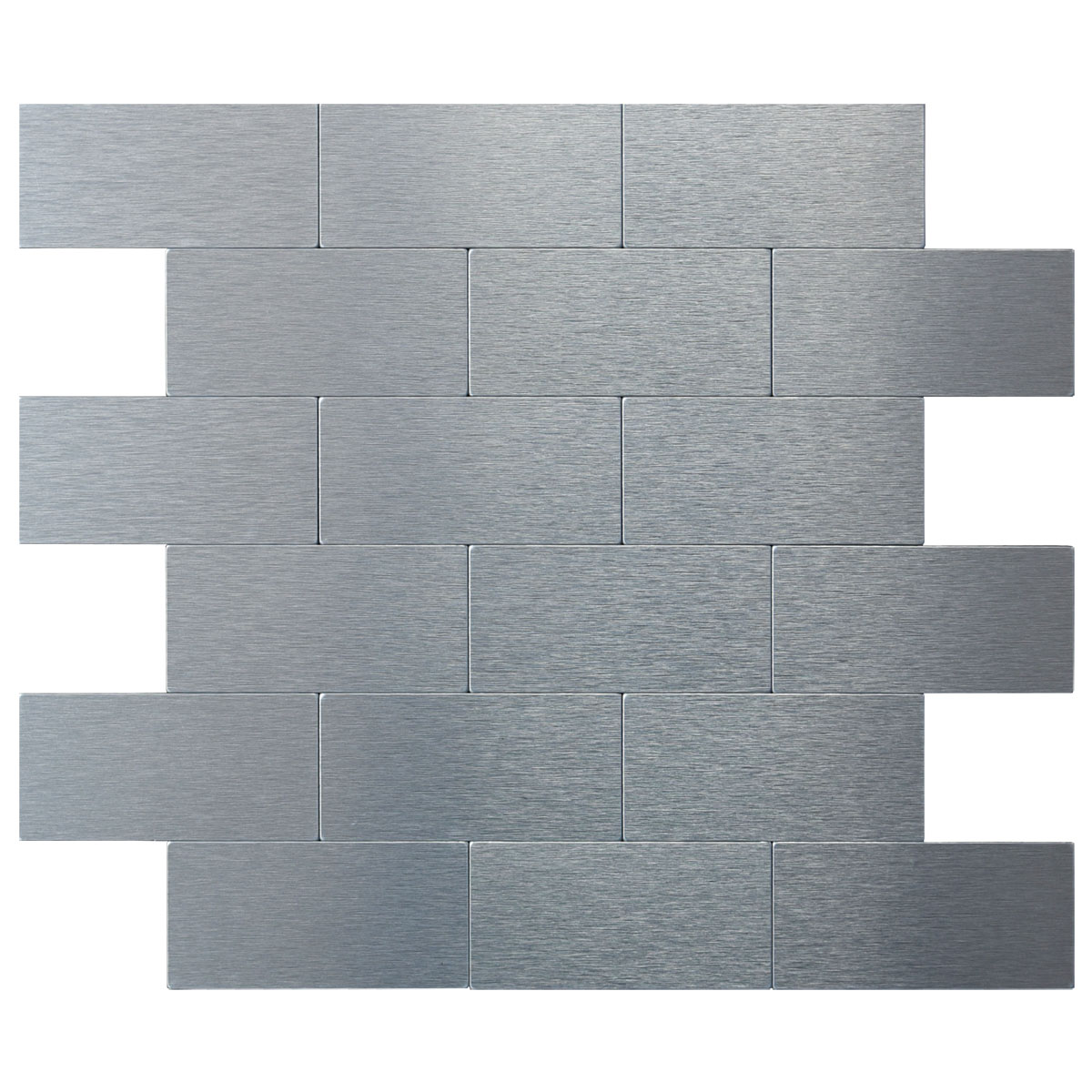 Peel and Stick Metal Backsplash Tile Brushed Aluminum Subway Tile 12