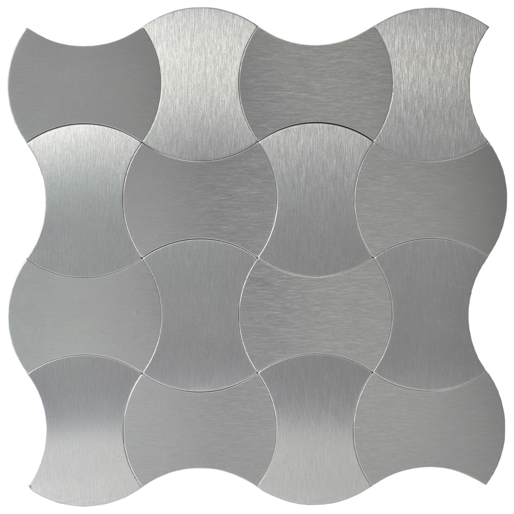 A16091 - Peel & Stick Metal Decorative Wall Tile, Silver Weaver, Set of 10