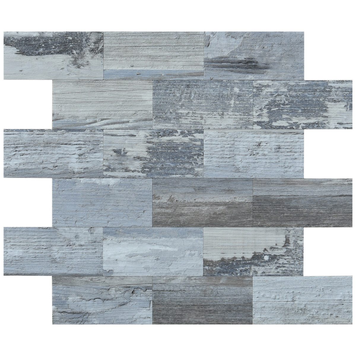A16511 - Peel and Stick PVC Composite Backsplash Tile,Pack of 10 Tiles 13.5x11.4,Distressed Wood Panel