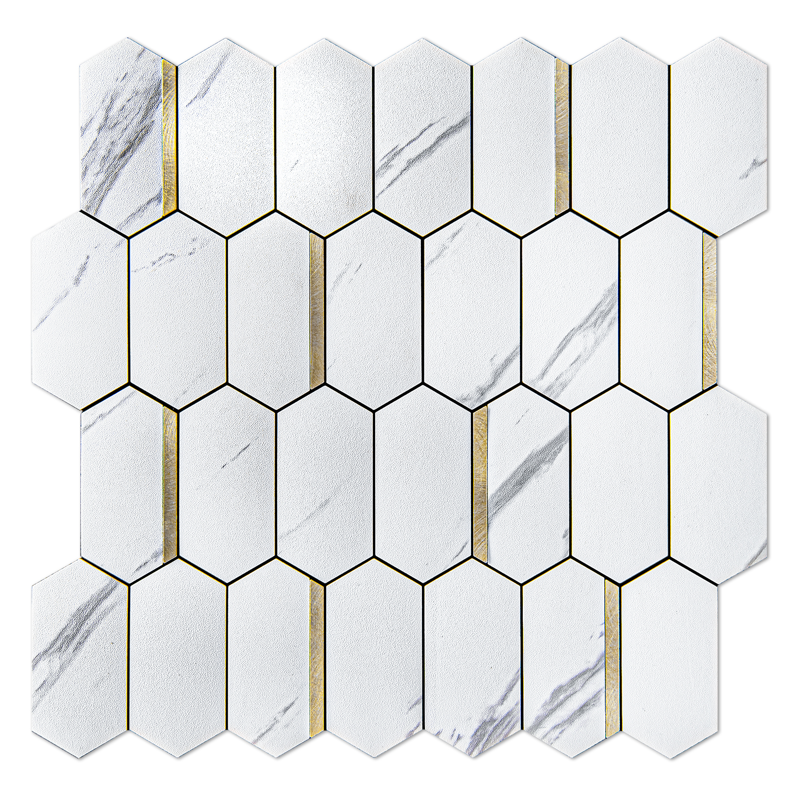 A16708P10-Art3d 10-Sheet Herringbone Peel and Stick Backsplash, Self  Adhesive Marble Tiles Stick on Wall Tiles for Kitchen, Bathroom(White Mixed  Gold Metal)