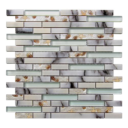Art3d Decorative Tile Starfish and Conch Mosaic Tile for Kitchen Backsplash or Bathroom Backsplash (5 Pack)