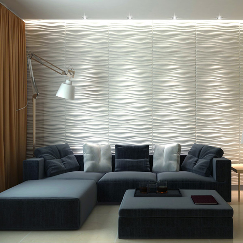 Three Dimensional Wall Panel Plant Fiber Offwhite (Set of 6) 32 Sq.Ft