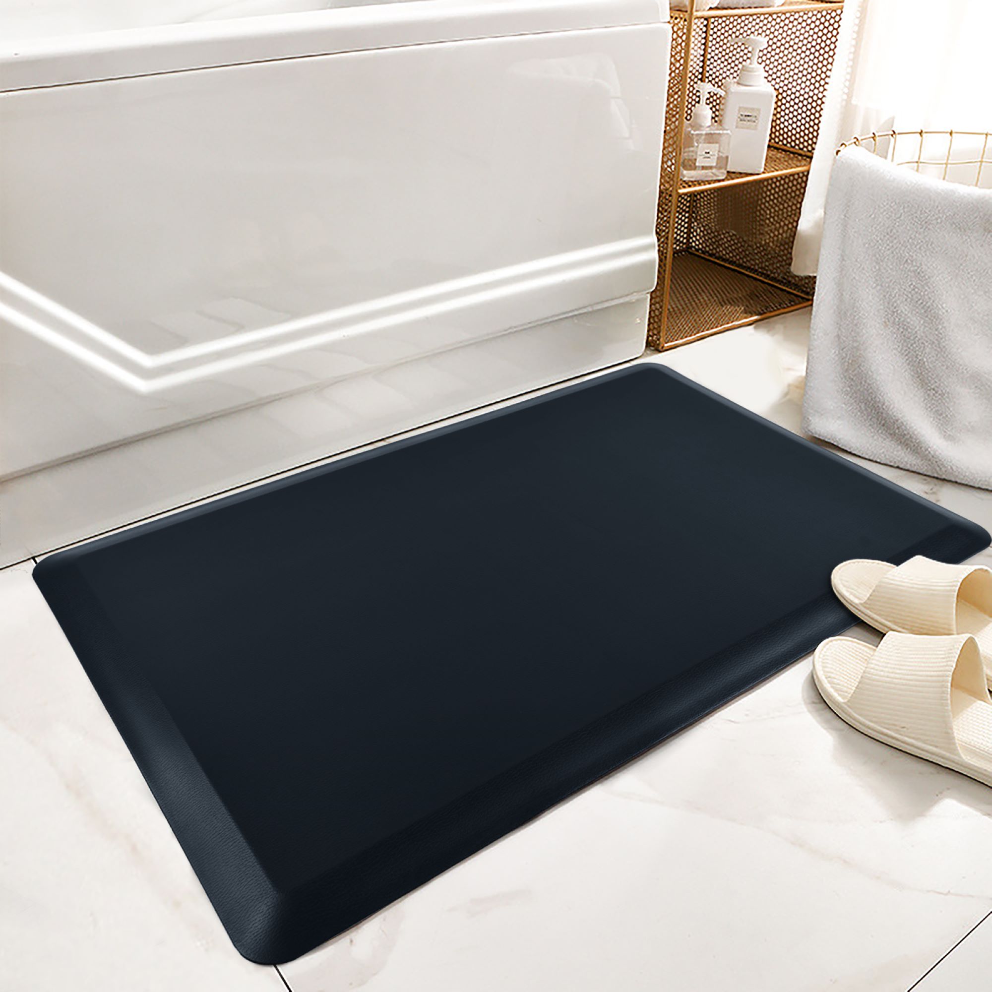Y12001BB-Art3d Anti Fatigue Mat - 1/2 Inch Cushioned Kitchen Mat - Non Slip  Foam Comfort Cushion for Standing Desk, Office or Garage Floor (17.3x28,  Black Blue)