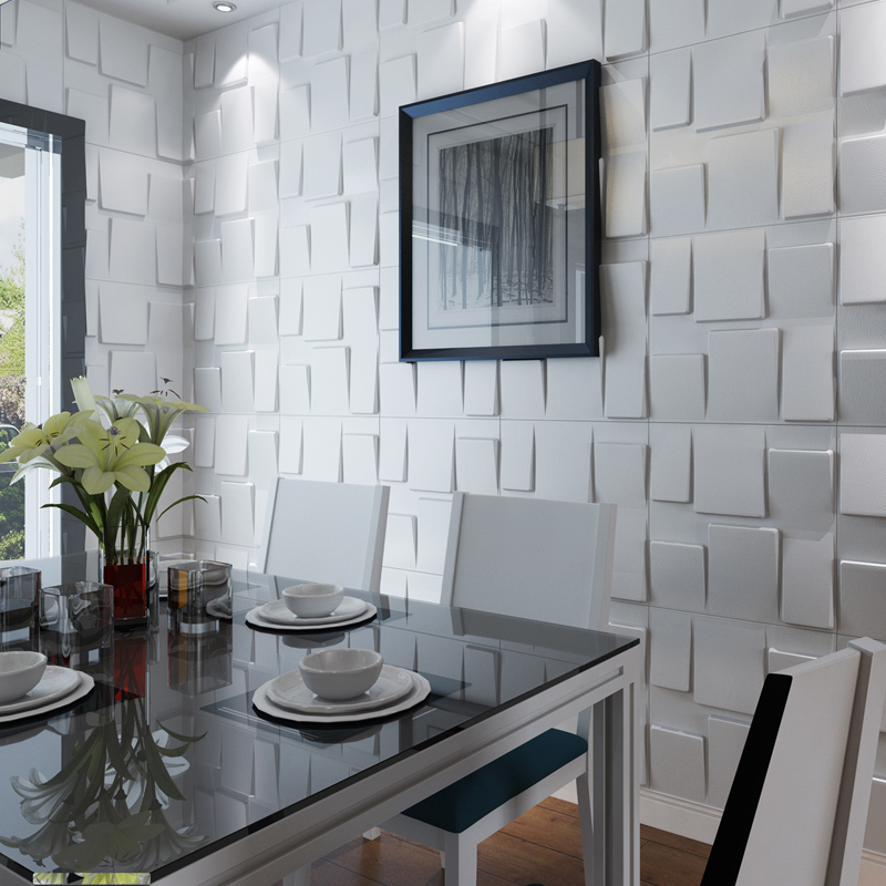 White Decorative Tiles 3D Wall Panels for Modern Wall Decor 12 Panels 32 Sq Ft 