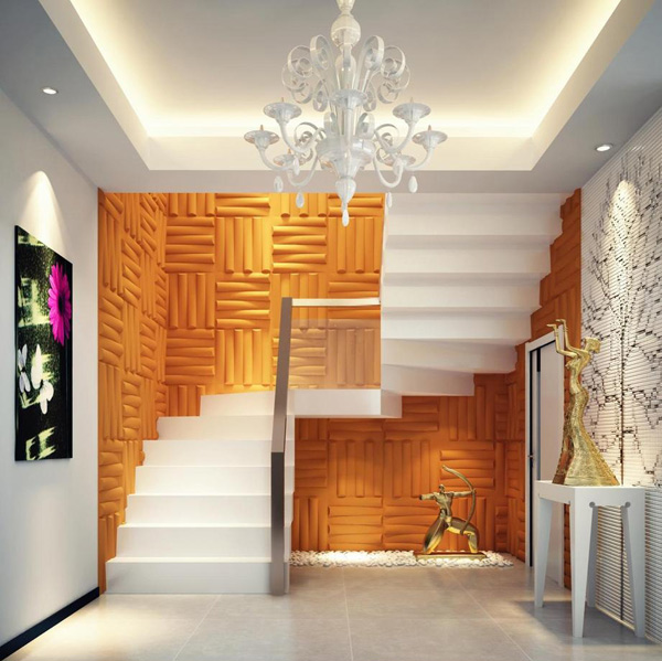 3D PVC Wall Décor in Stairs Wall Application