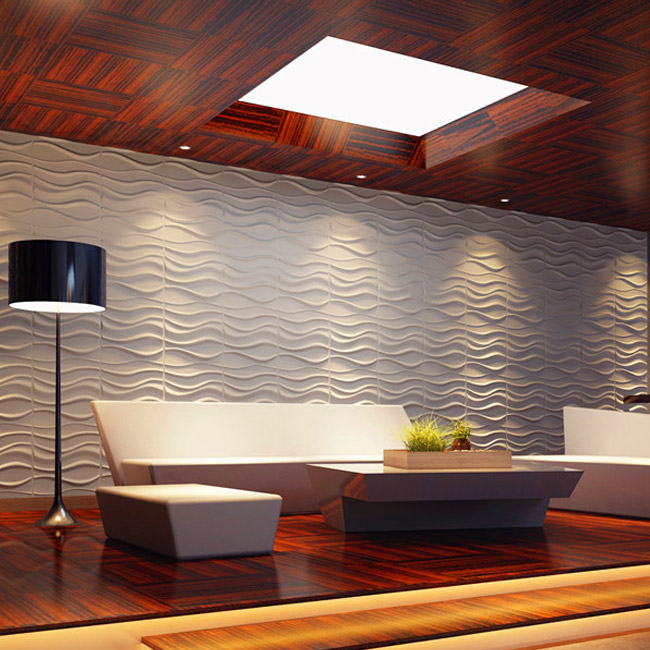 A21031 - Decorative 3D Wavy Wall Panels, 19.7&quot;x19.7&quot; White, 12 Tiles 32 SF
