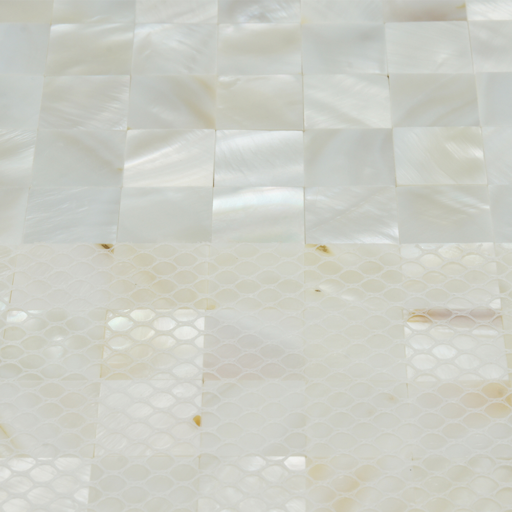White Square Seamless Pearl Shell Tile