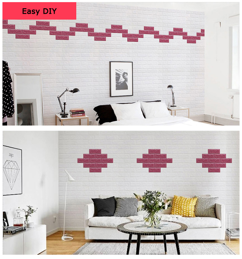 UZANIYA 77 cm 3D Brick Wall Stickers | PE Foam Brick Wallpaper for Walls,  Waterproof & Self Adhesive, White Color 3D Brick Wallpaper for Home (1 pc,  5.8sq.ft) Self Adhesive Sticker Price