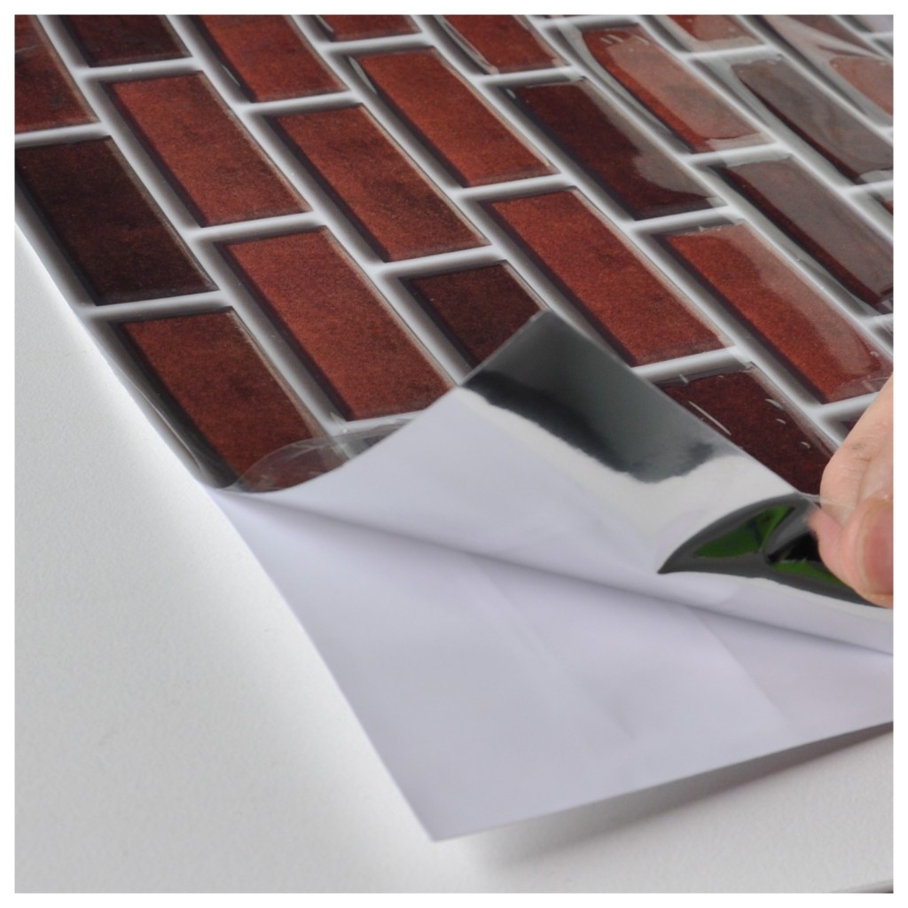 Peel and stick brick backsplash tiles