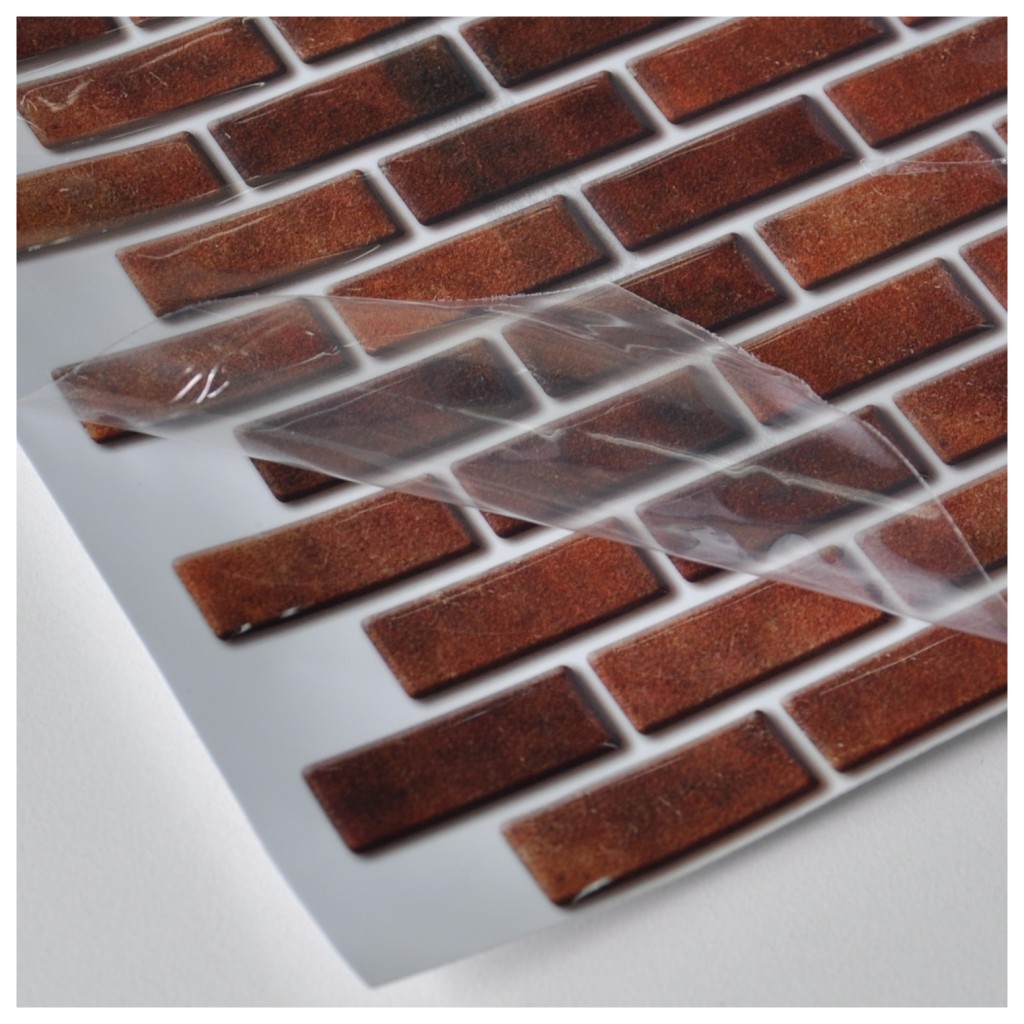 Peel and stick wall tile in brick style